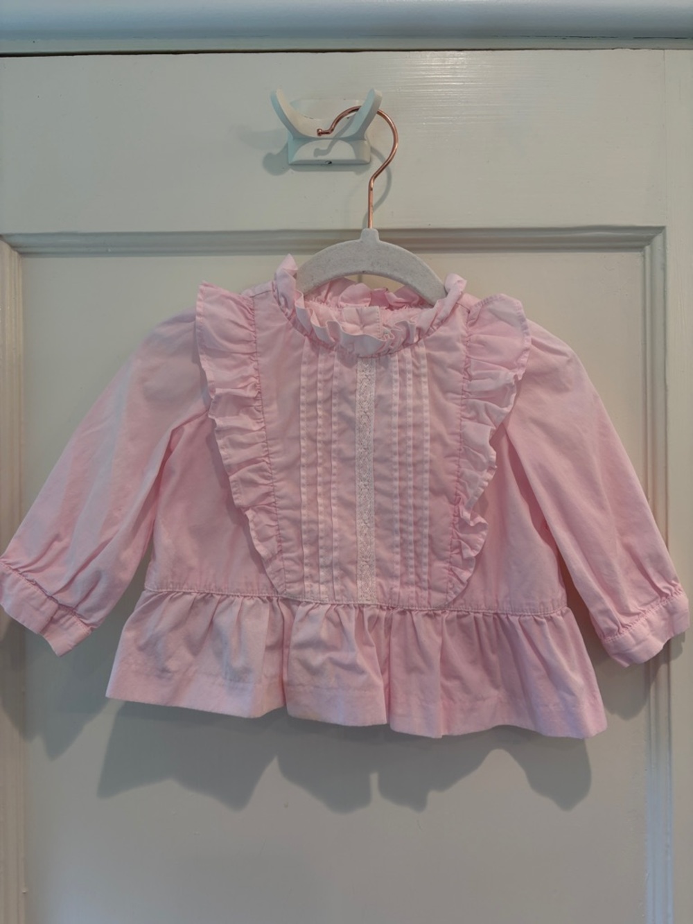 Janie and Jack Light Pink Ruffle Lace Blouse 6-12 months